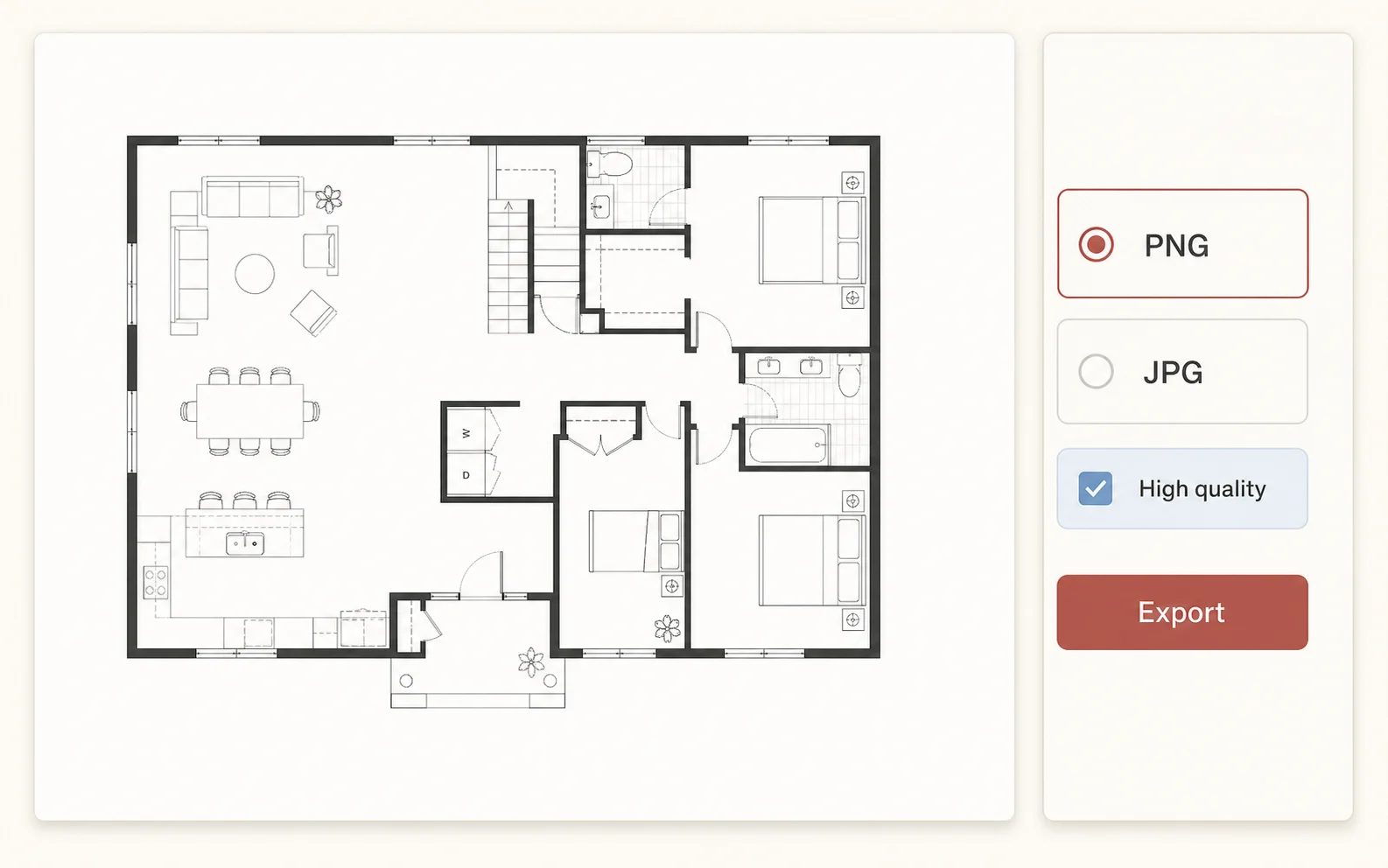 Floor plan shown in a PNG and JPG export interface